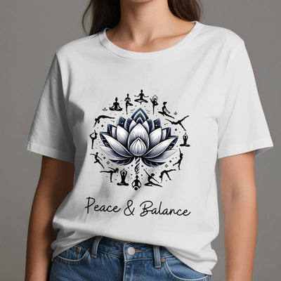 Olivenorma "PEACE & BALANCE" Lotus Yoga Tee Cotton T-Shirt - image 2