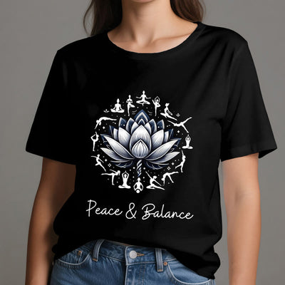 Olivenorma "PEACE & BALANCE" Lotus Yoga Tee Cotton T-Shirt - image 7