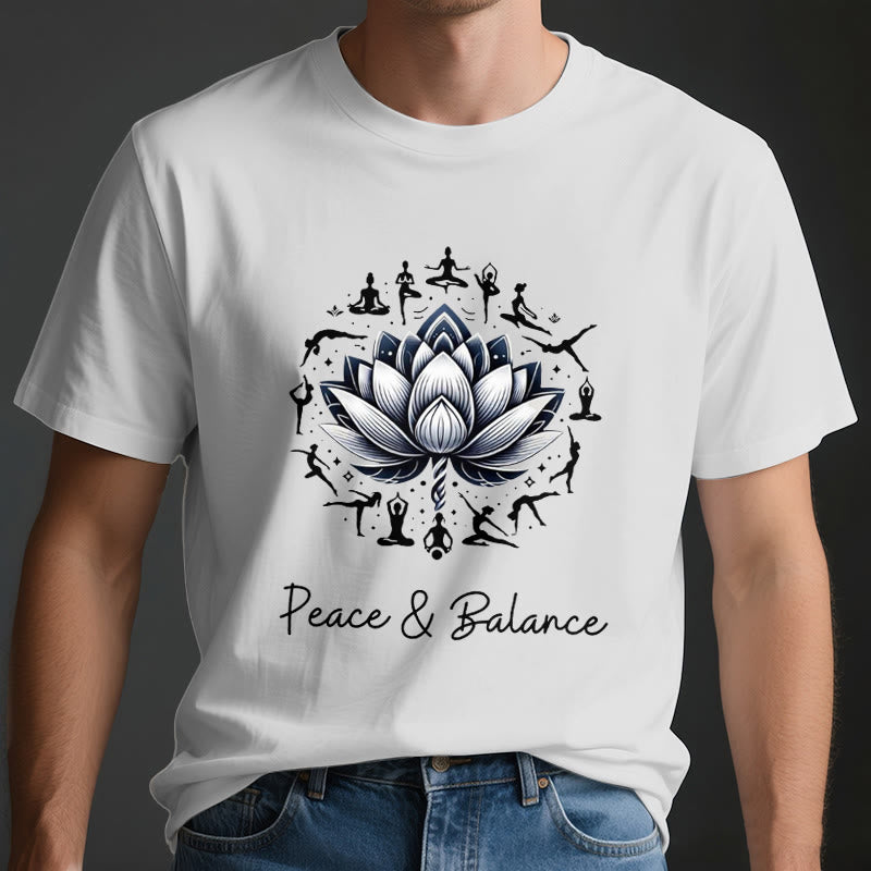 Olivenorma "PEACE & BALANCE" Lotus Yoga Tee Cotton T-Shirt - image 4