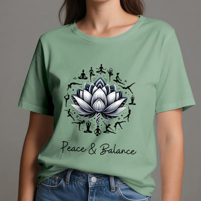 Olivenorma "PEACE & BALANCE" Lotus Yoga Tee Cotton T-Shirt - image 19