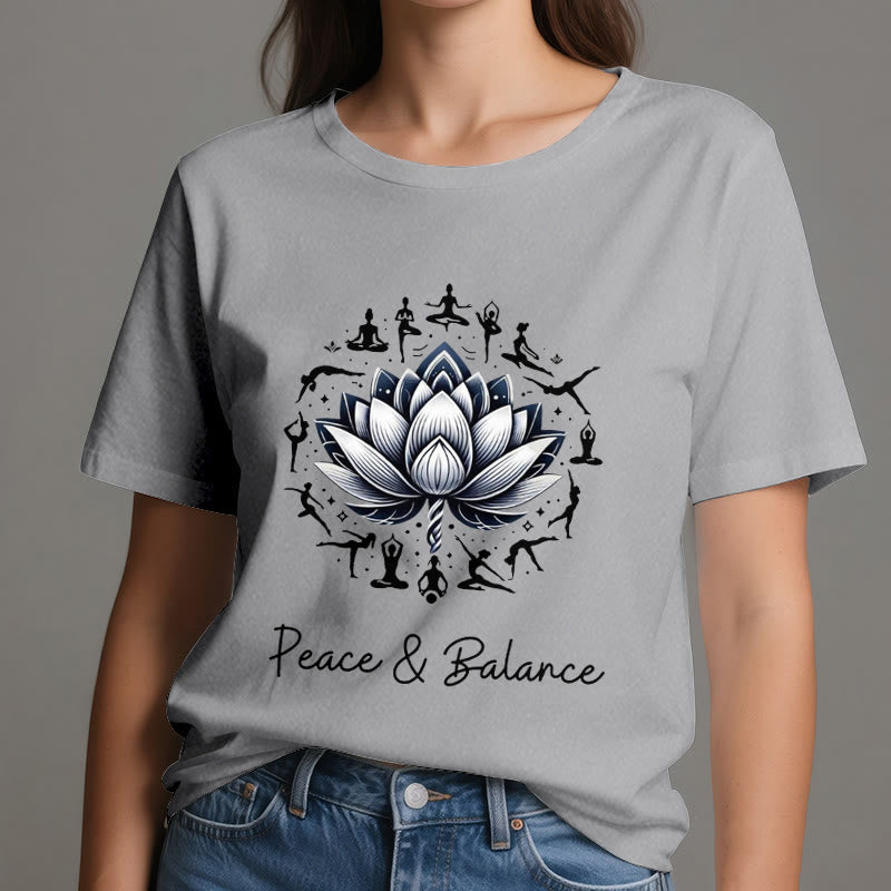 Olivenorma "PEACE & BALANCE" Lotus Yoga Tee Cotton T-Shirt - image 9