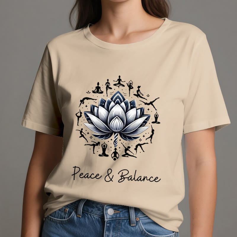 Olivenorma "PEACE & BALANCE" Lotus Yoga Tee Cotton T-Shirt - image 11