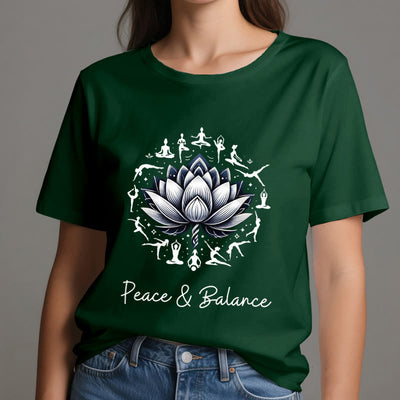 Olivenorma "PEACE & BALANCE" Lotus Yoga Tee Cotton T-Shirt - image 21
