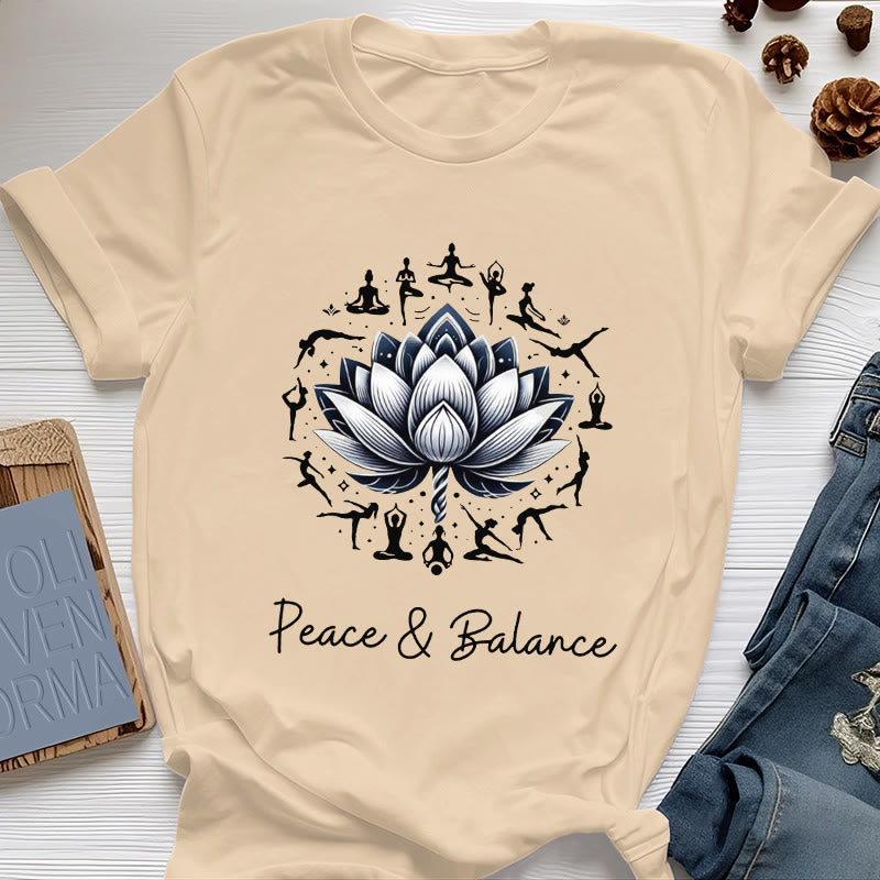 Olivenorma "PEACE & BALANCE" Lotus Yoga Tee Cotton T-Shirt - Yellow - 2XL - image 10