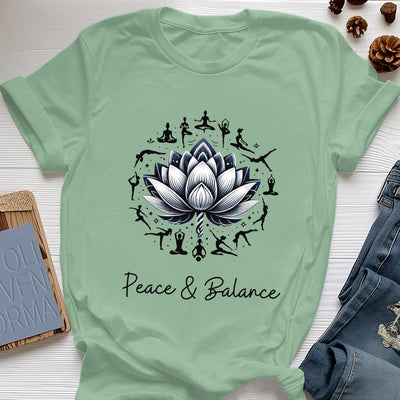 Olivenorma "PEACE & BALANCE" Lotus Yoga Tee Cotton T-Shirt - Light Green - 2XL - image 18