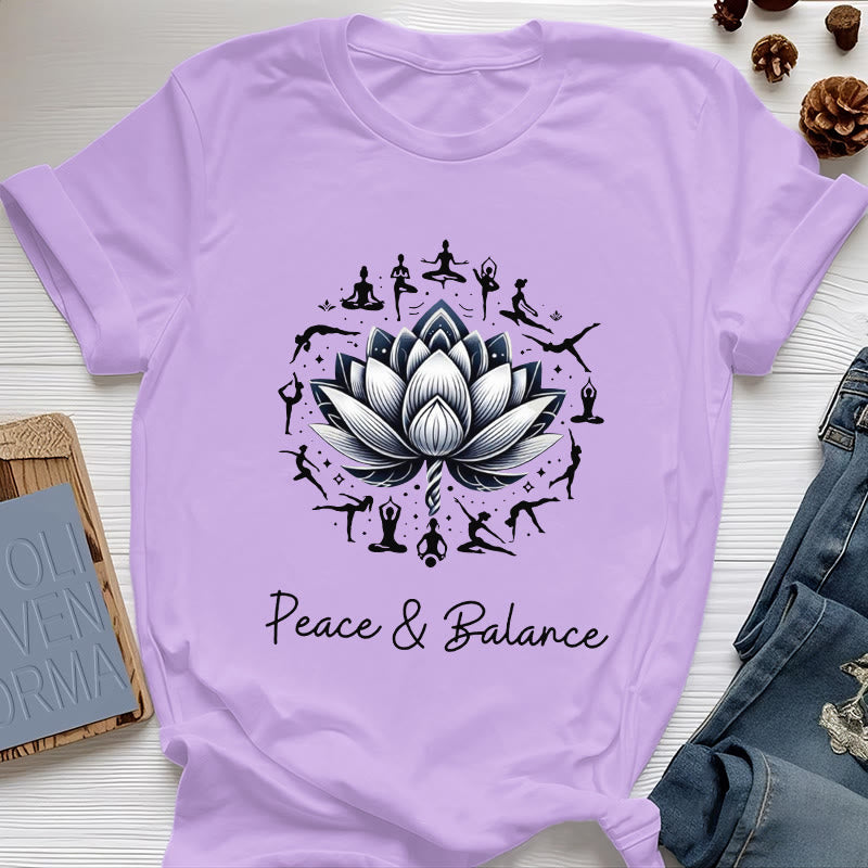 Olivenorma "PEACE & BALANCE" Lotus Yoga Tee Cotton T-Shirt - Purple - 2XL - image 16