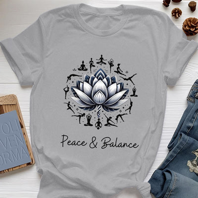 Olivenorma "PEACE & BALANCE" Lotus Yoga Tee Cotton T-Shirt - Gray - 2XL - image 8