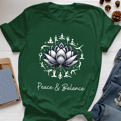Olivenorma "PEACE & BALANCE" Lotus Yoga Tee Cotton T-Shirt - Dark Green - 2XL - image 20