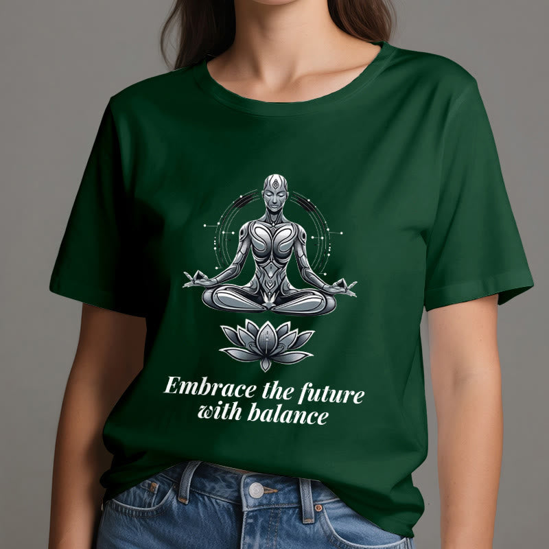 Olivenorma "EMBRACE THE FUTURE WITH BALANCE" Lotus Spiritual T-Shirt - image 21