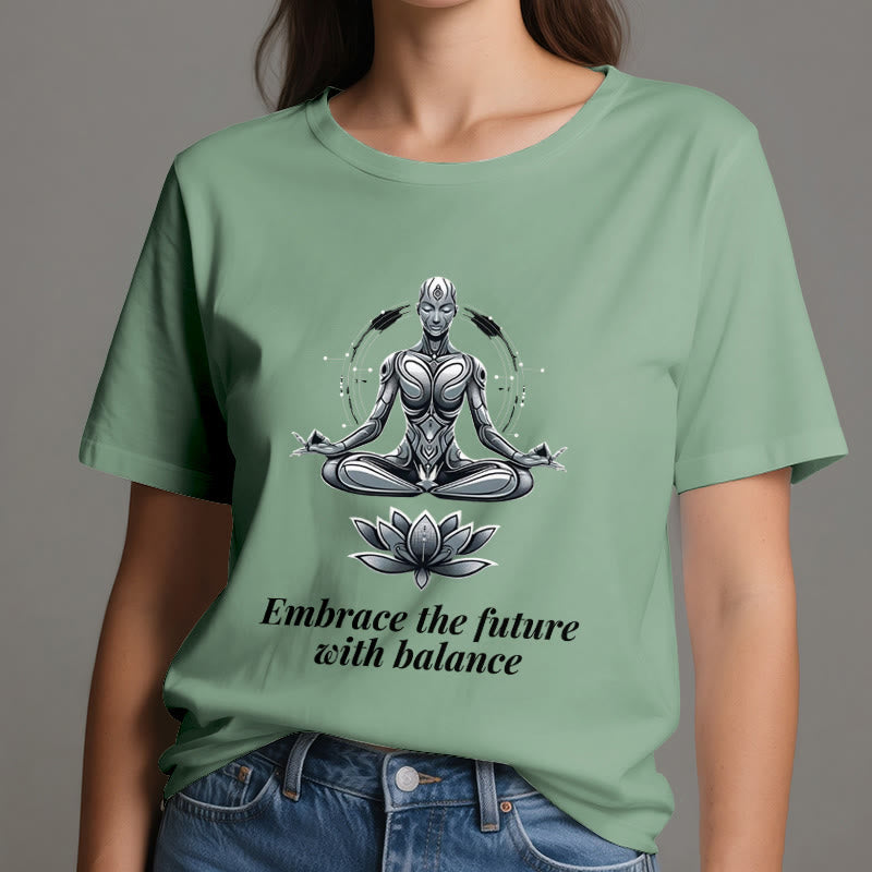 Olivenorma "EMBRACE THE FUTURE WITH BALANCE" Lotus Spiritual T-Shirt - image 19