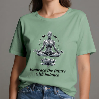 Olivenorma "EMBRACE THE FUTURE WITH BALANCE" Lotus Spiritual T-Shirt - image 19
