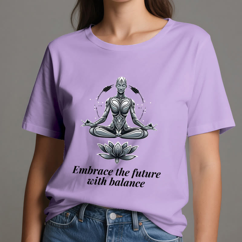 Olivenorma "EMBRACE THE FUTURE WITH BALANCE" Lotus Spiritual T-Shirt - image 17