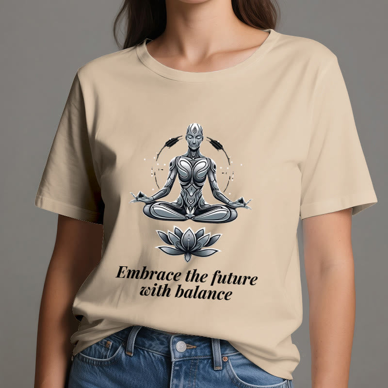 Olivenorma "EMBRACE THE FUTURE WITH BALANCE" Lotus Spiritual T-Shirt - image 11