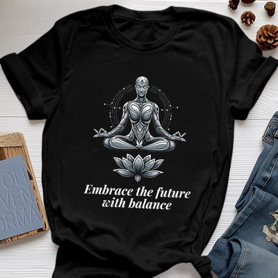 Olivenorma "EMBRACE THE FUTURE WITH BALANCE" Lotus Spiritual T-Shirt - Black - 2XL - image 6