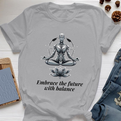 Olivenorma "EMBRACE THE FUTURE WITH BALANCE" Lotus Spiritual T-Shirt - Gray - 2XL - image 8