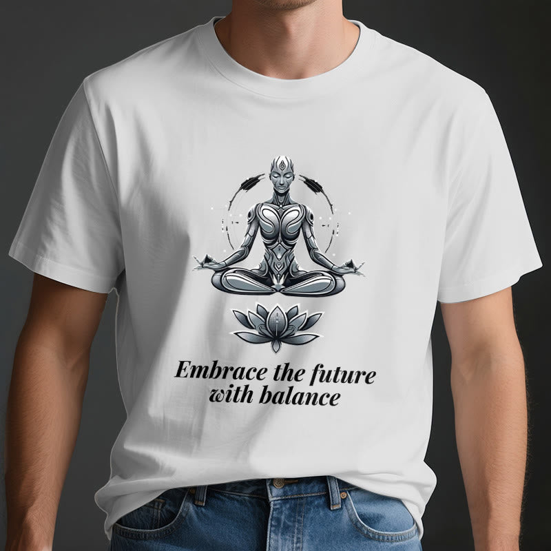 Olivenorma "EMBRACE THE FUTURE WITH BALANCE" Lotus Spiritual T-Shirt - image 4