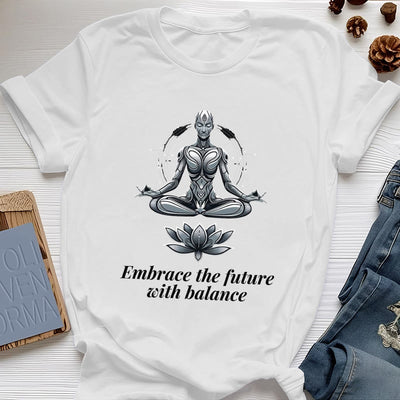 Olivenorma "EMBRACE THE FUTURE WITH BALANCE" Lotus Spiritual T-Shirt - White - 2XL - image 1