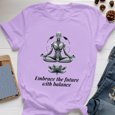 Olivenorma "EMBRACE THE FUTURE WITH BALANCE" Lotus Spiritual T-Shirt - Purple - 2XL - image 16