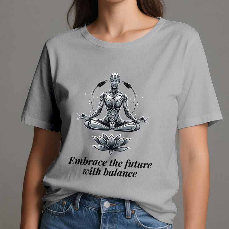 Olivenorma "EMBRACE THE FUTURE WITH BALANCE" Lotus Spiritual T-Shirt - image 9