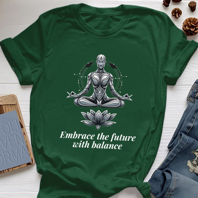 Olivenorma "EMBRACE THE FUTURE WITH BALANCE" Lotus Spiritual T-Shirt - Dark Green - 2XL - image 20