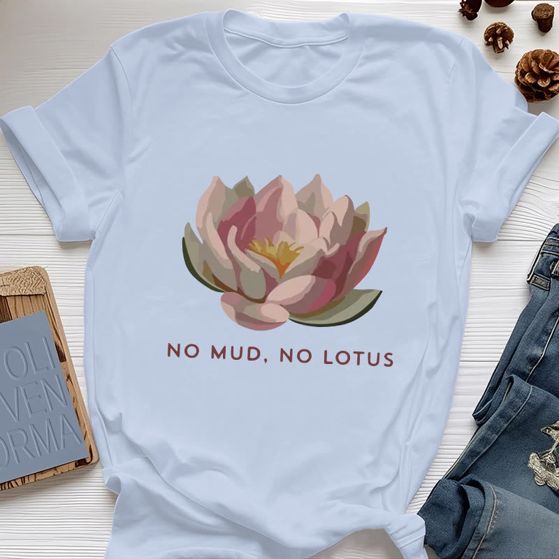 Olivenorma "NO MUD, NO LOTUS" Cotton Yoga Tee T-Shirt - Blue - 2XL - image 12