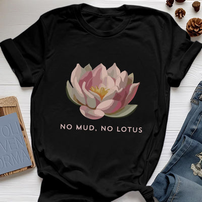 Olivenorma "NO MUD, NO LOTUS" Cotton Yoga Tee T-Shirt - Black - 2XL - image 1