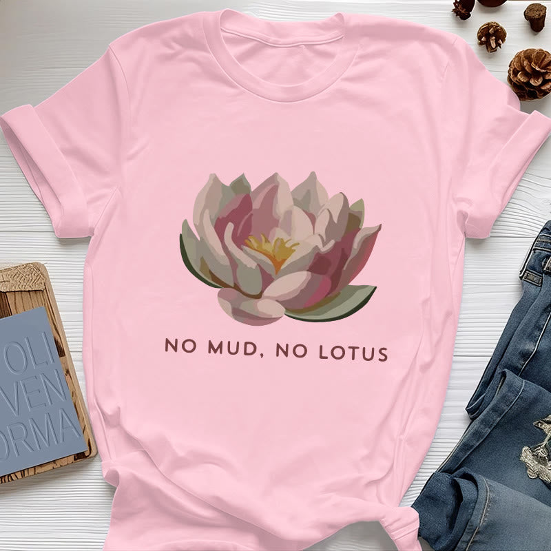 Olivenorma "NO MUD, NO LOTUS" Cotton Yoga Tee T-Shirt - Pink - 2XL - image 14