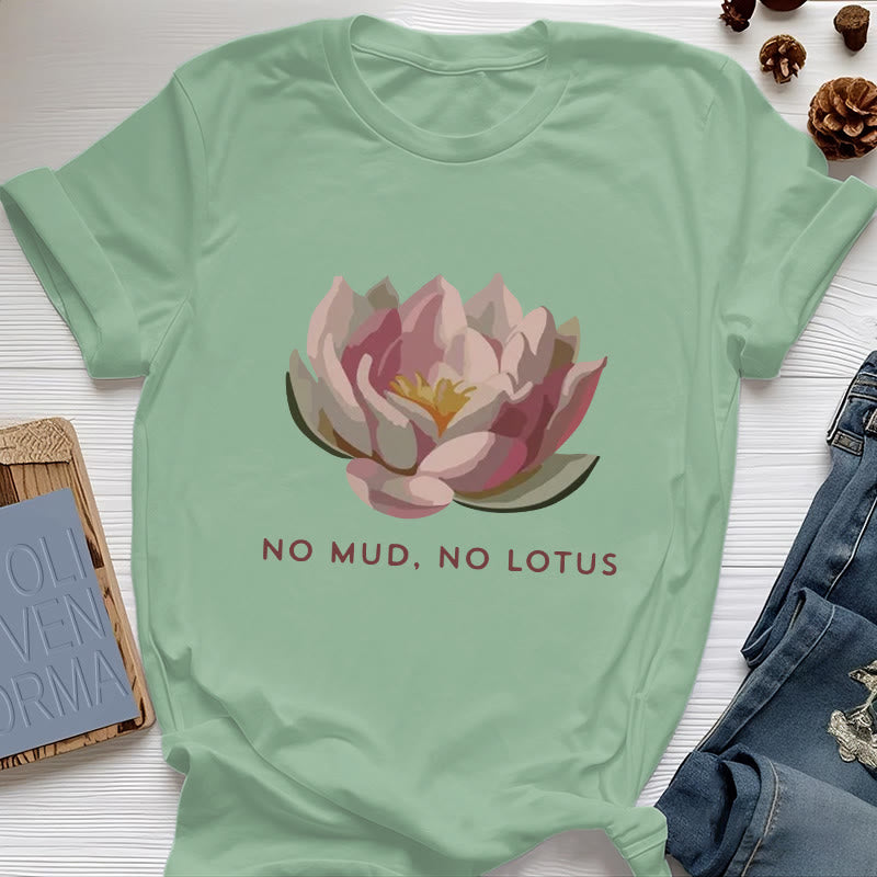 Olivenorma "NO MUD, NO LOTUS" Cotton Yoga Tee T-Shirt - Light Green - 2XL - image 18