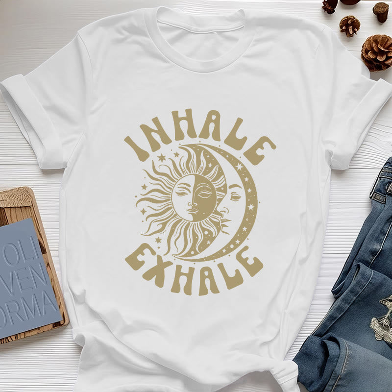Olivenorma "INHALE EXHALE" Sun & Moon Spititual Tee T-Shirt - White - 2XL - image 6