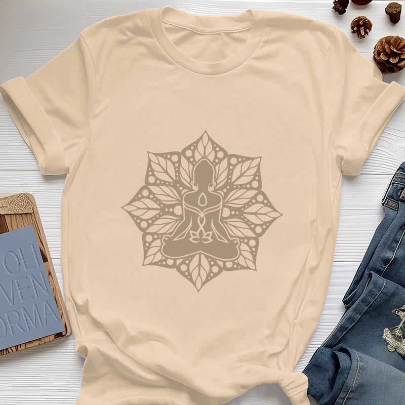 Olivenorma Medala Floral Meditation Yoga Tee T-Shirt - Yellow - 2XL - image 10