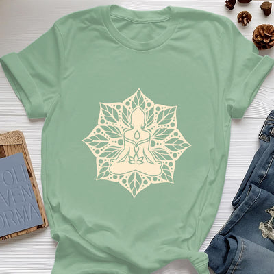 Olivenorma Medala Floral Meditation Yoga Tee T-Shirt - Light Green - 2XL - image 18