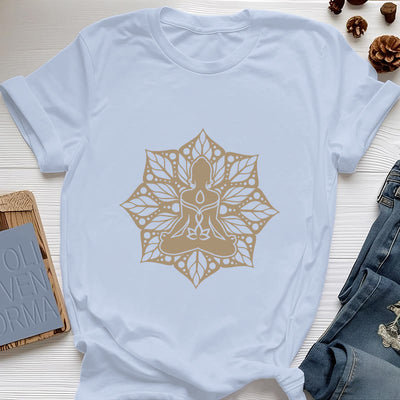 Olivenorma Medala Floral Meditation Yoga Tee T-Shirt - Blue - 2XL - image 12