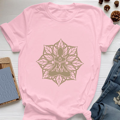 Olivenorma Medala Floral Meditation Yoga Tee T-Shirt - Pink - 2XL - image 14