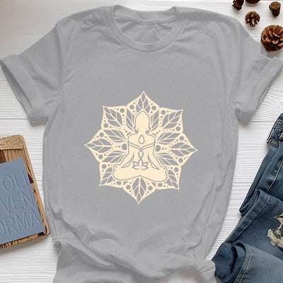Olivenorma Medala Floral Meditation Yoga Tee T-Shirt - Gray - 2XL - image 1