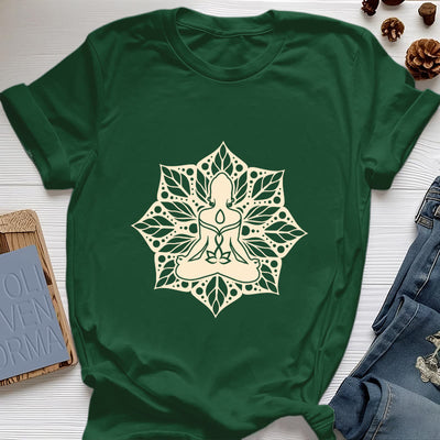 Olivenorma Medala Floral Meditation Yoga Tee T-Shirt - Dark Green - 2XL - image 20