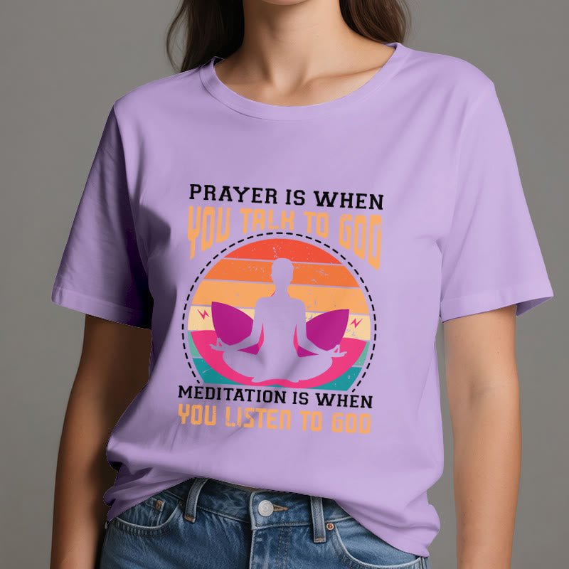 Olivenorma "MEDITATION IS WHEN YOU LISTEN TO GOD" Spiritual Yoga T-Shirt - image 17