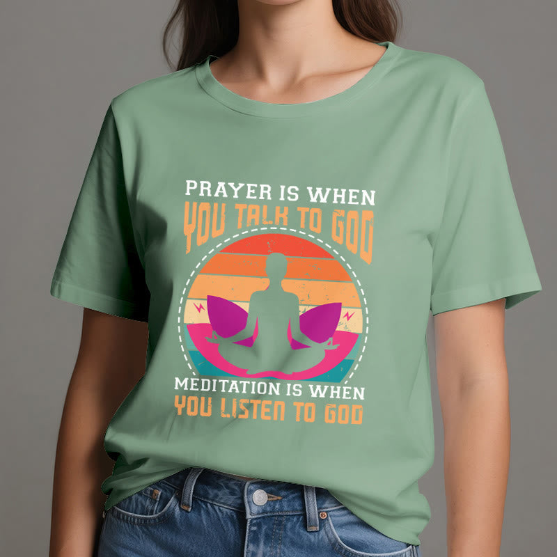Olivenorma "MEDITATION IS WHEN YOU LISTEN TO GOD" Spiritual Yoga T-Shirt - image 19