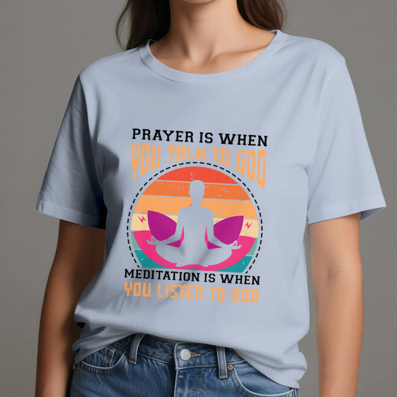 Olivenorma "MEDITATION IS WHEN YOU LISTEN TO GOD" Spiritual Yoga T-Shirt - image 13