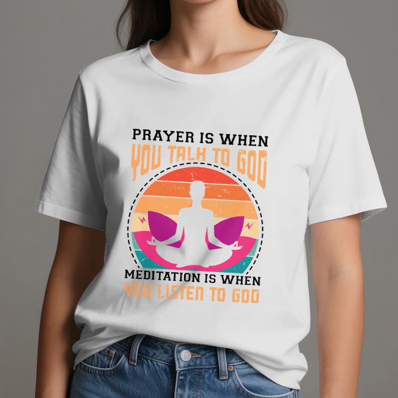 Olivenorma "MEDITATION IS WHEN YOU LISTEN TO GOD" Spiritual Yoga T-Shirt - image 7