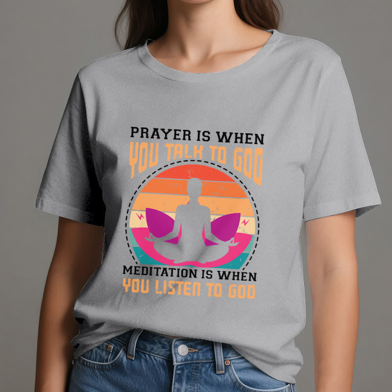 Olivenorma "MEDITATION IS WHEN YOU LISTEN TO GOD" Spiritual Yoga T-Shirt - image 9