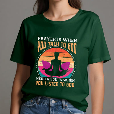 Olivenorma "MEDITATION IS WHEN YOU LISTEN TO GOD" Spiritual Yoga T-Shirt - image 21