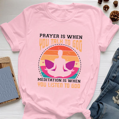 Olivenorma "MEDITATION IS WHEN YOU LISTEN TO GOD" Spiritual Yoga T-Shirt - Pink - 2XL - image 14