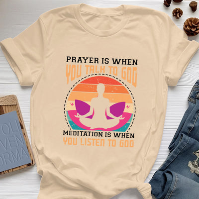 Olivenorma "MEDITATION IS WHEN YOU LISTEN TO GOD" Spiritual Yoga T-Shirt - Yellow - 2XL - image 10