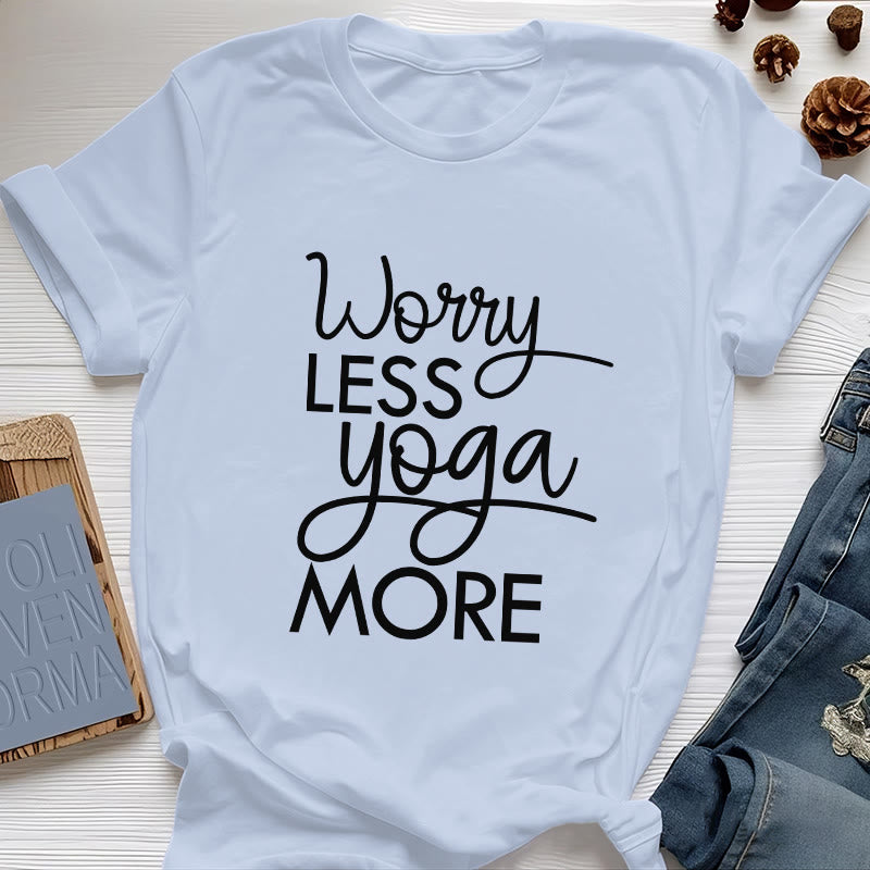 Olivenorma "WORRY LESS, YOGA MORE" YOGA Lover Tee Meditation T-Shirt - Blue - 2XL - image 12