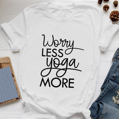 Olivenorma "WORRY LESS, YOGA MORE" YOGA Lover Tee Meditation T-Shirt - White - 2XL - image 6