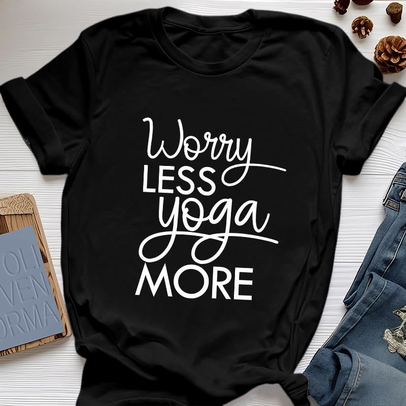Olivenorma "WORRY LESS, YOGA MORE" YOGA Lover Tee Meditation T-Shirt - Black - 2XL - image 8