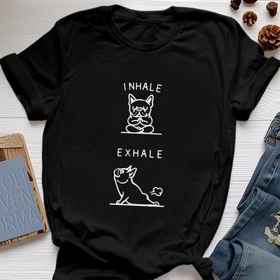 Olivenorma Bulldog "INHALE & EXHALE" Funny Spiritual T-Shirt - Black - 2XL - image 6