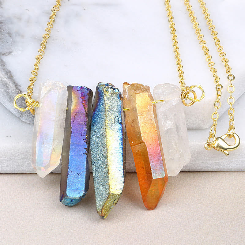 Olivenorma Natural Crystal Rough Mixed Color Crystal Pendant Necklace