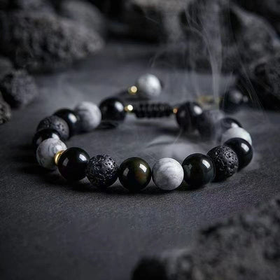 Olivenorma "Dreamlike Night" Lava Stone Adjustable Braided Bracelet - Gemstone - image 1
