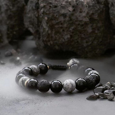 Olivenorma "Dreamlike Night" Lava Stone Adjustable Braided Bracelet - image 5
